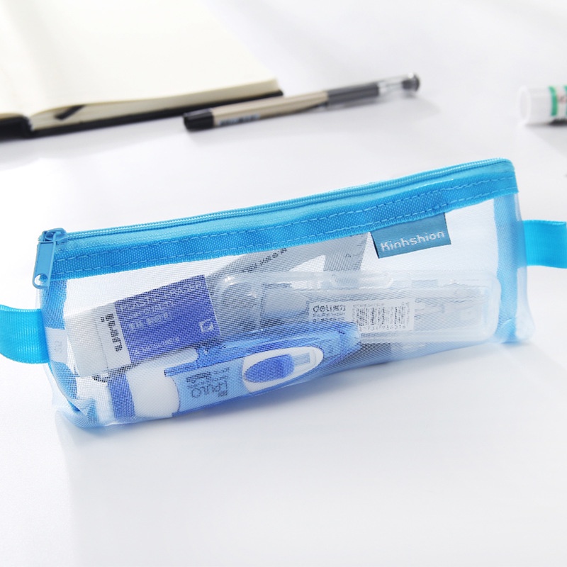 

Tempat Pensil Jaring Jala Transparant Kotak Pensil Ujian Pencil Case Examination