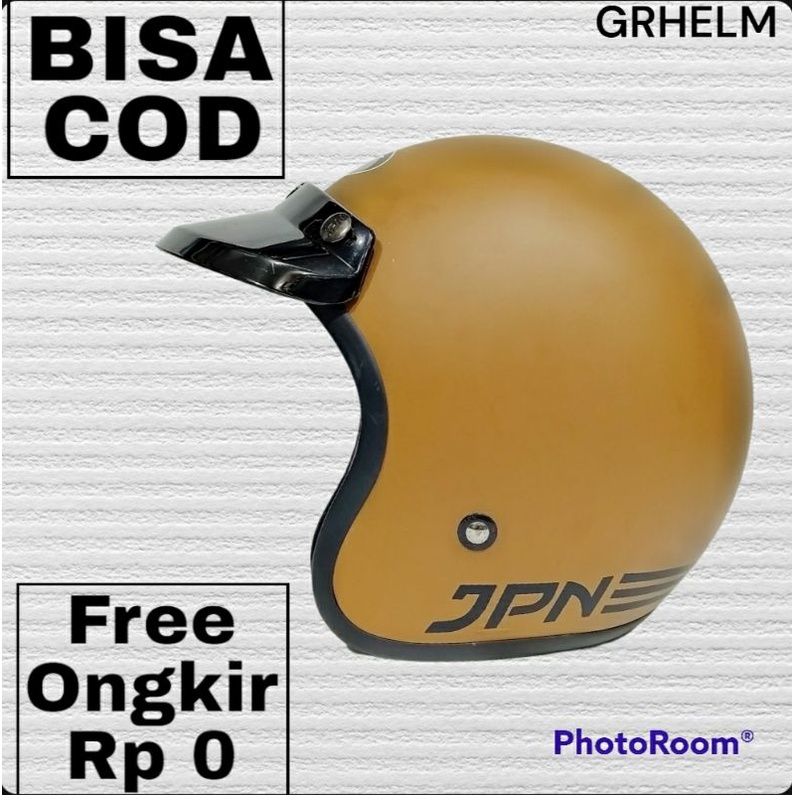 Helm bogo kaca datar coklat doff