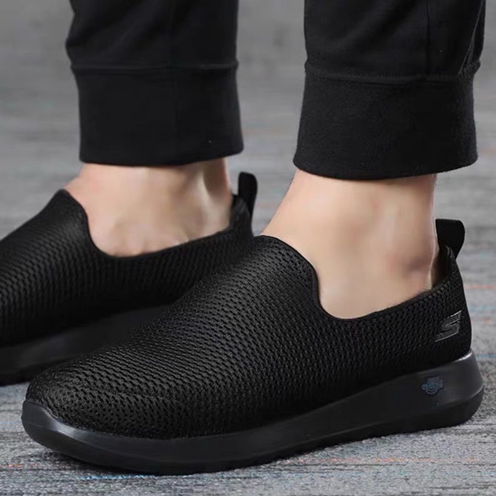 SKECHERS kasual sepatu casual sepatu pria hitam  slip on cowok  rajut pria shoes