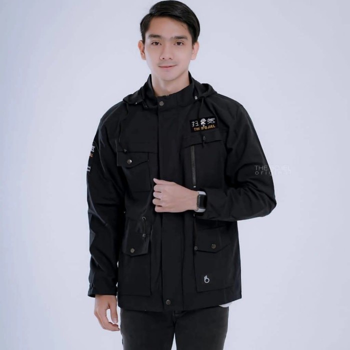 jaket pria jaket pria parka multifungsi - Rompi kanvas parka murah - Hitam, L(C7Z3) Gratis Ongkir Ja