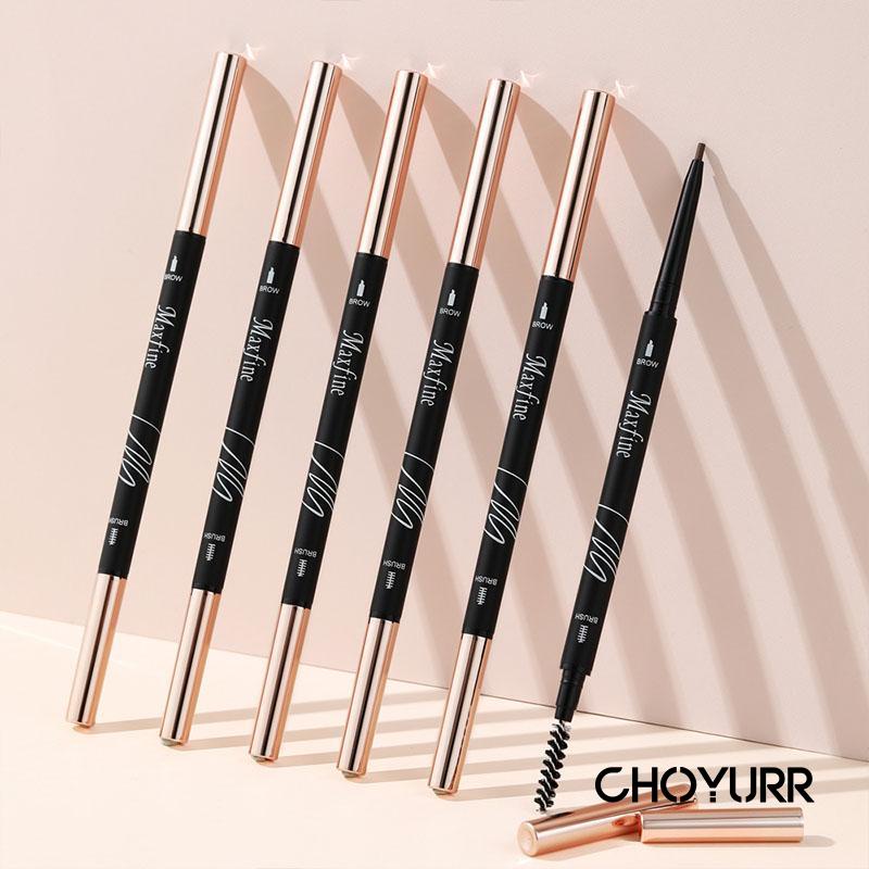 【COD】2 In 1 Eyebrow Pencil Waterproof Long-Lasting Brow Definer / Pensil Alis Teardrop / Pensil Alis Anti Air Putar Otomatis Eyebrow Pencil dengan Sikat Alis-CH