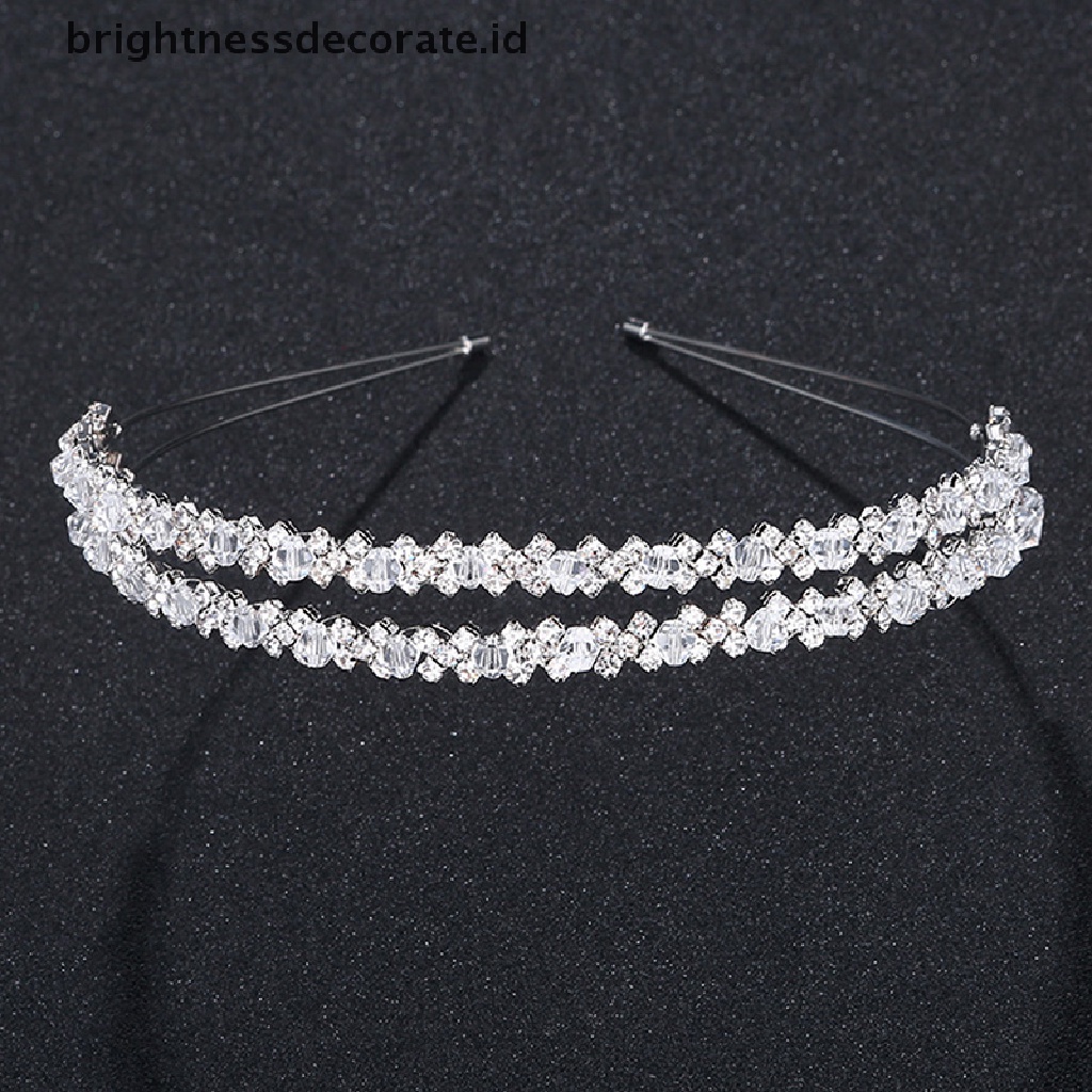 [Birth] Bando Pengantin Tiara Mahkota Pengantin Handmade Kristal Double Layer Wedding Hairband [ID]