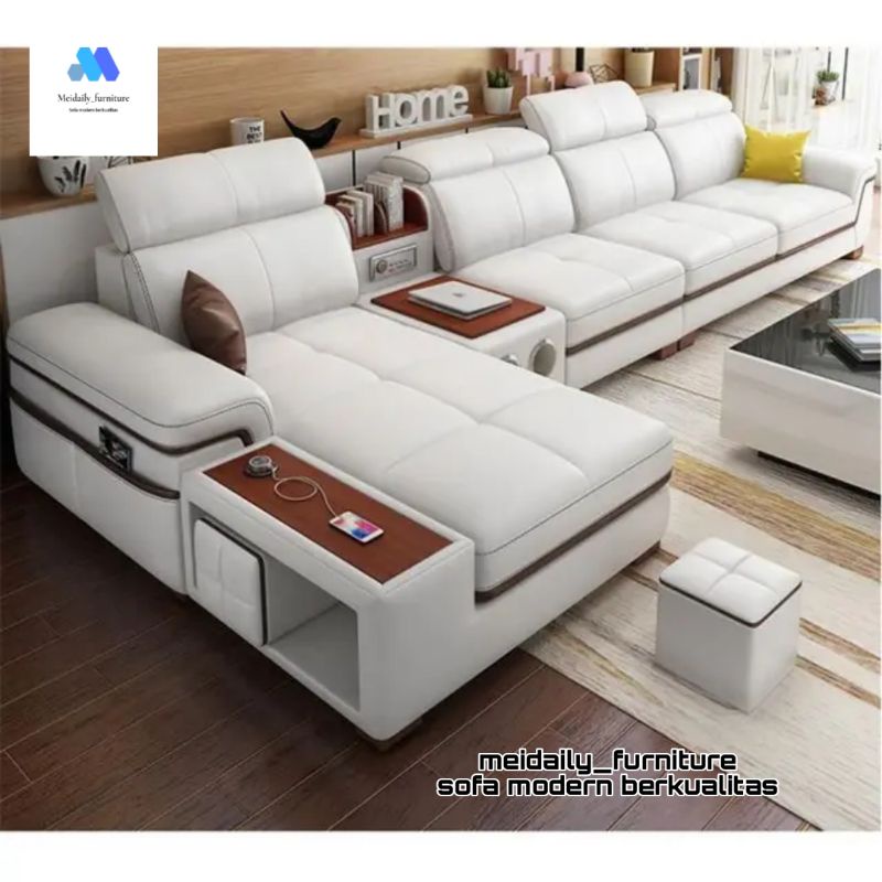 Sofa Kulit Letter L Sofa Minimalis Kursi Ruang Tamu L Sudut Sofa Keluarga Model Terbaru