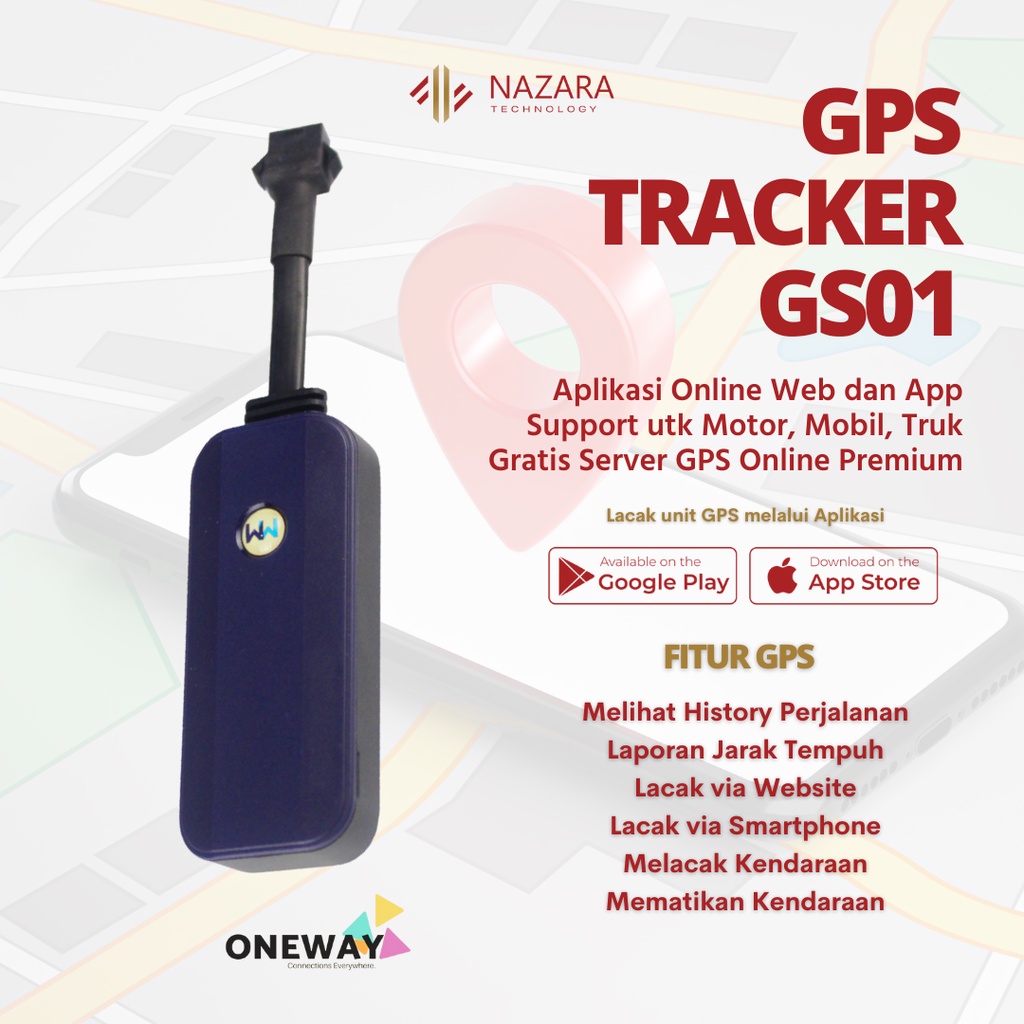 GPS Tracker Original Pelacak Motor Mobil Truk  Oneway GS01