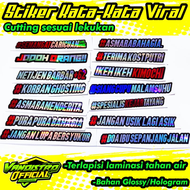 Stiker kata-kata viral HOLOGRAM