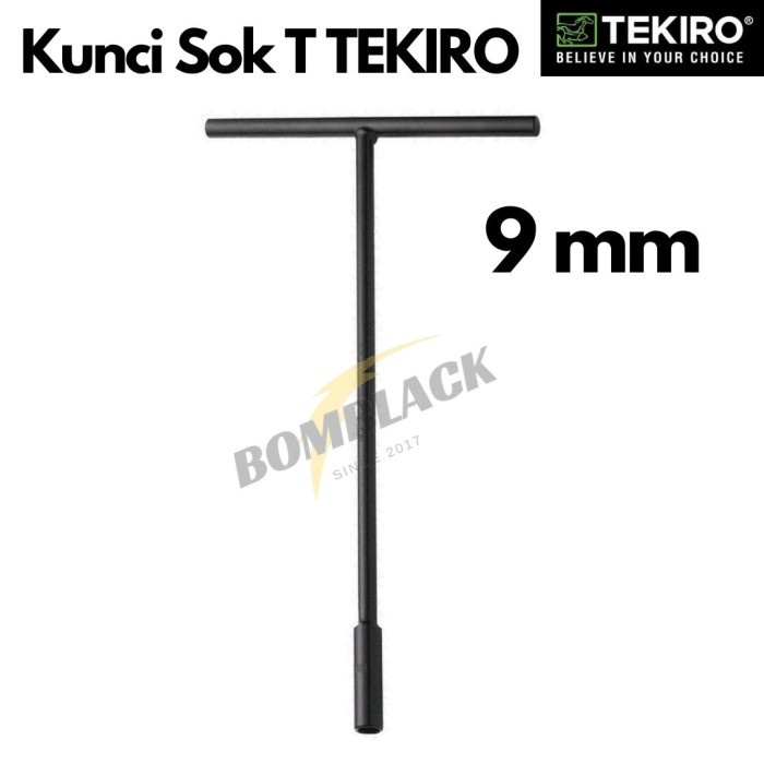 TEKIRO Kunci Sok T 9mm Hitam Kunci T Sock Shock 9 mm Socket Panjang