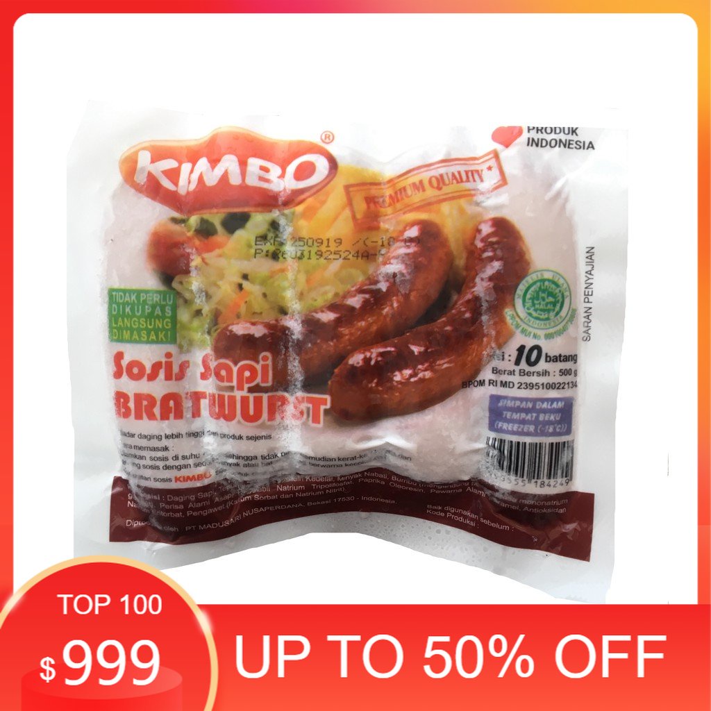 

Sosis Sapi Bratwurst Kimbo 500gr isi 10