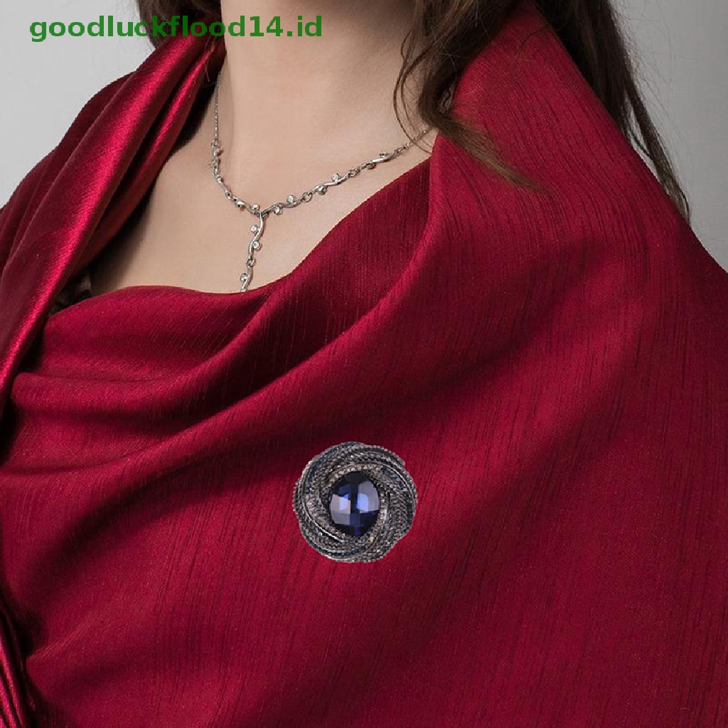 [GOOGFOUR] Bros Bulat Berlian Imitasi Untuk Wanita Vintage Elegan Pin Aksesoris Pernikahan [TOP]