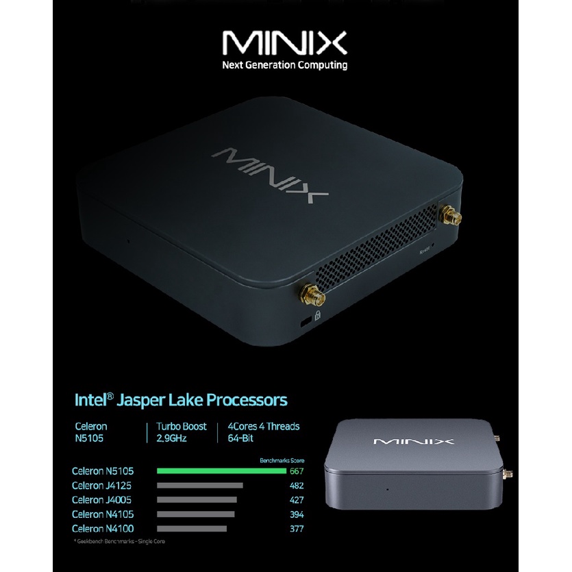 MINIX NEO J51-C8 - Mini PC Win 11 - Intel N5105 RAM 8GB SSD 256GB - MINI PC TERBARU DARI MINIX