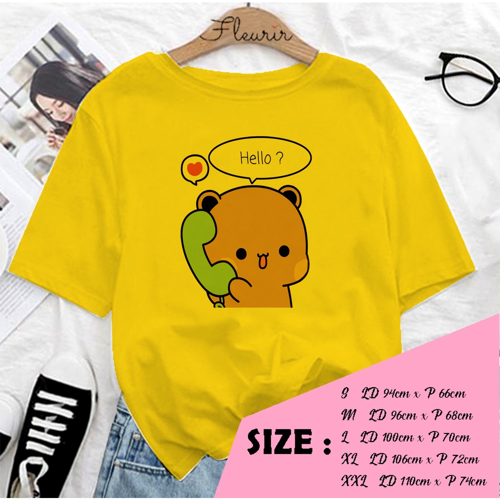 FLEURIR - COD KAOS WANITA PEACH HELLO PRIA REMAJA DEWASA UNISEX TSHIRT JUMBO