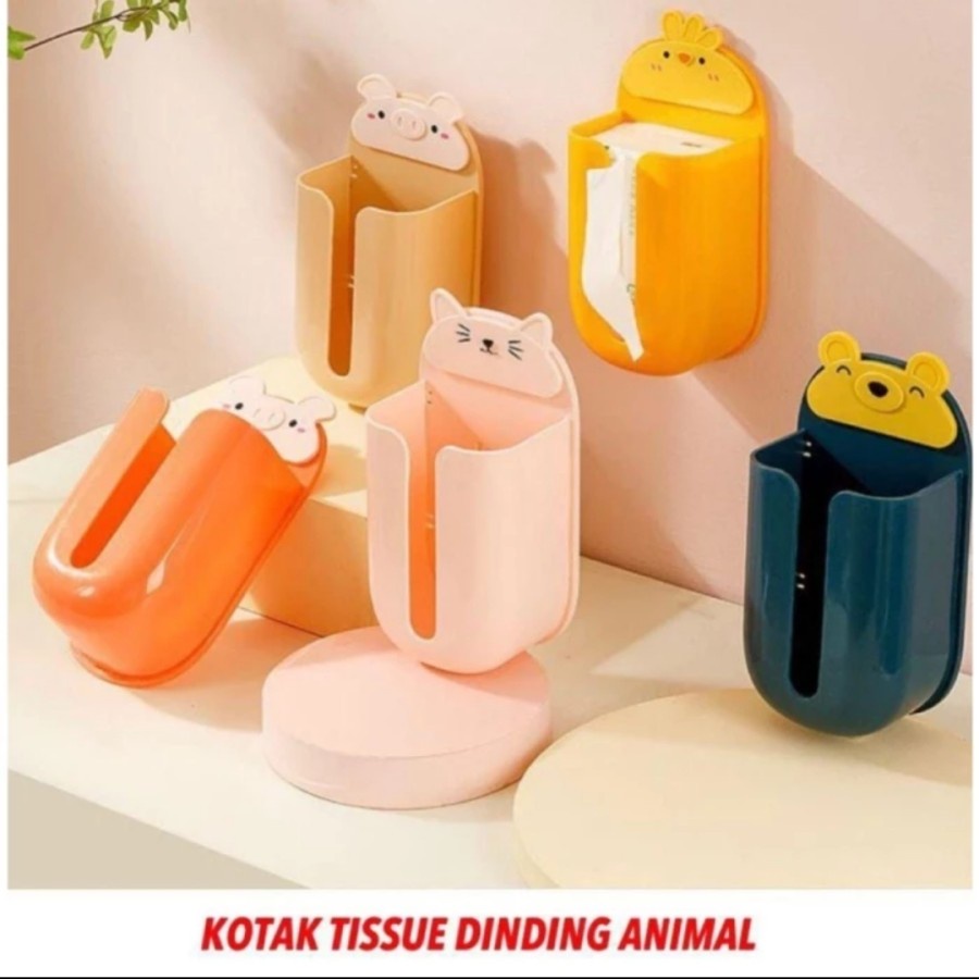 Tempat Tissue Tempel Dinding Karakter Animal Kotak Tisu Toilet Dapur A