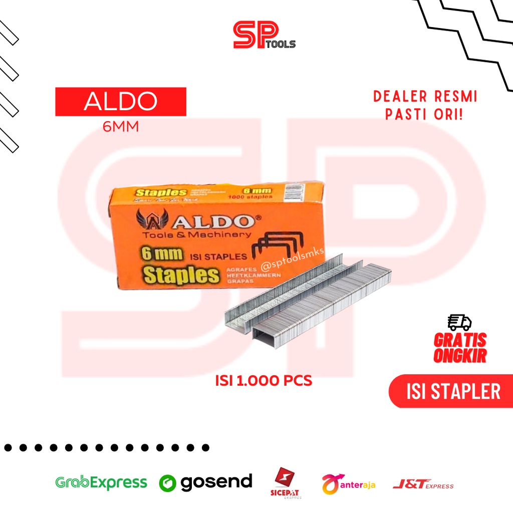 

ISI MATA STAPLER / STAPLES / GUN TACKER 6MM 6 MM ALDO 1000PCS