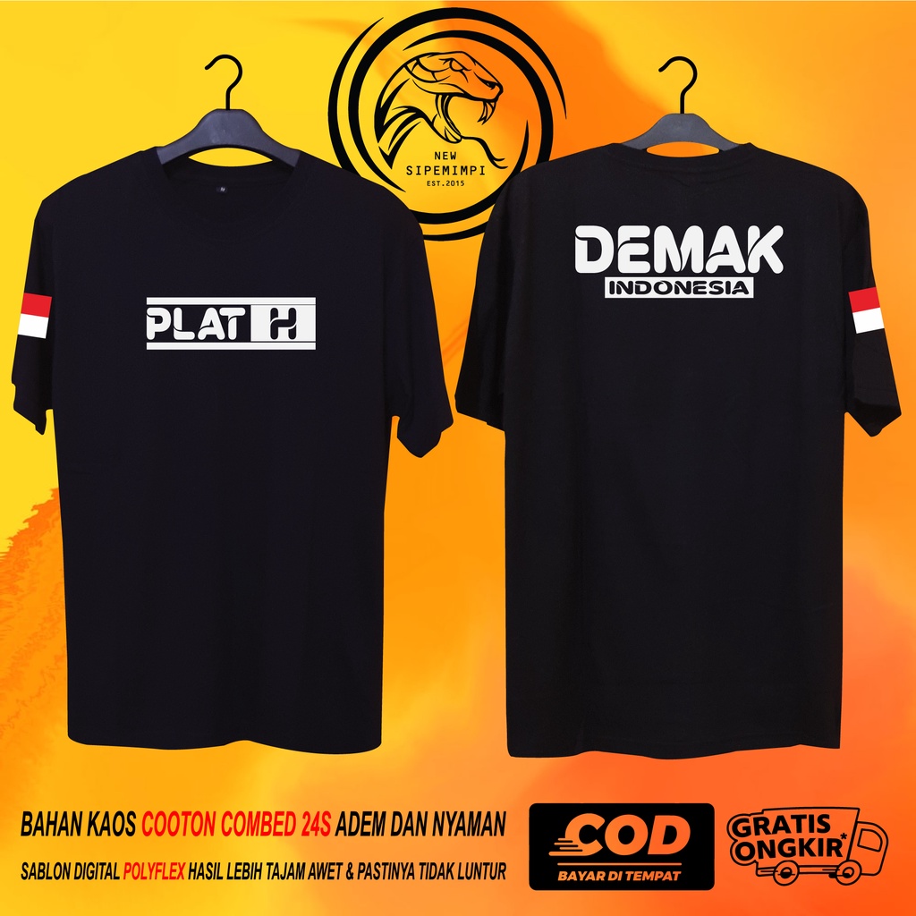 KAOS PLAT H DEMAK KATUN COMBED 24S HALUS LENGAN PENDEK DAN PANJANG PREMIUM