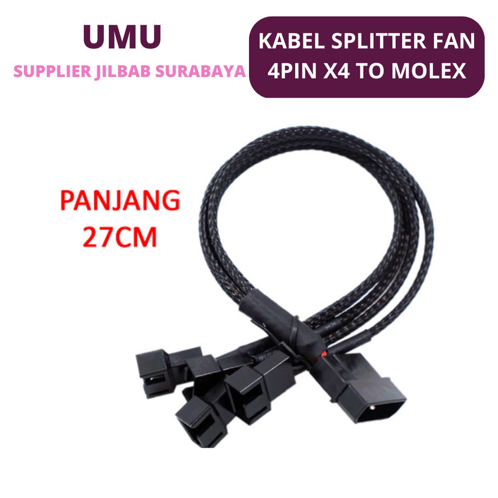 (UMU SUPPLIER) Kabel Splitter Fan Hub 4pin 3pin x4 to Molex 4pin Extension Kipas PC