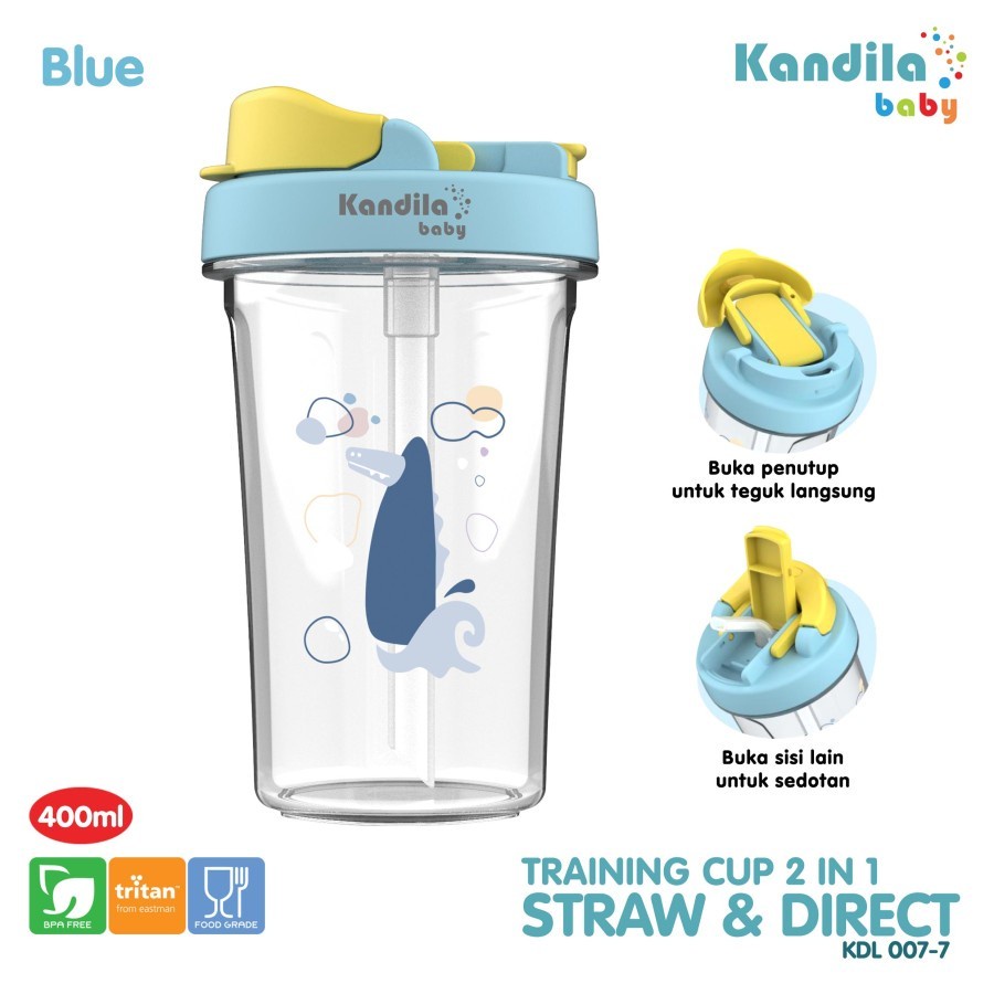 KANDILA TRAININGCUP STRAW &amp; DIRECT 400ML Botol Minum Anak