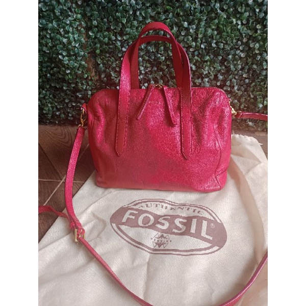 fossilsidneysatchelred tas fosil sidney satchel red merah pl preloved second bekas