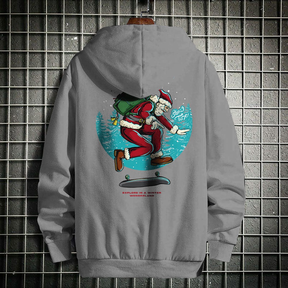 HIPNOP Hoodie SANTA SKATE Hoodie Premium outerwear Pria Unisex Cowok