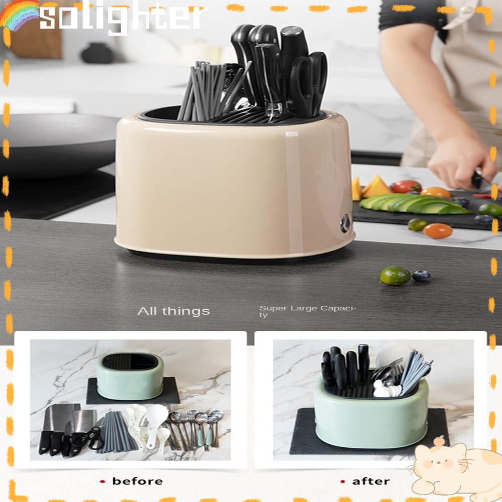 Solighter Sumpit Tempat Sendok Pen Holder Alat Makan Multifungsi Peralatan Masak Rak Penyimpanan Meja Sumpit Organizer