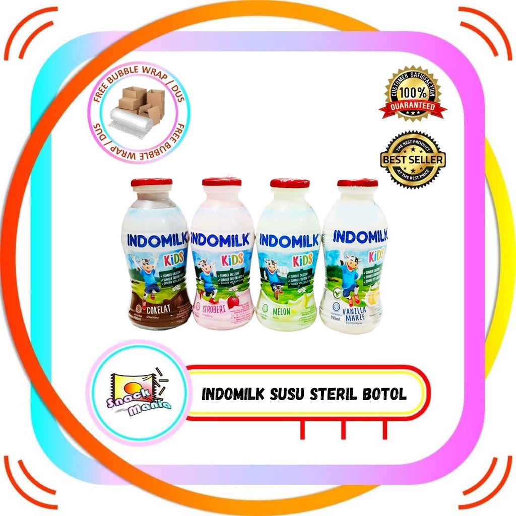 

Indomilk Susu Steril Coklat Stroberi Melon Vanilla 190 ml Sterilized