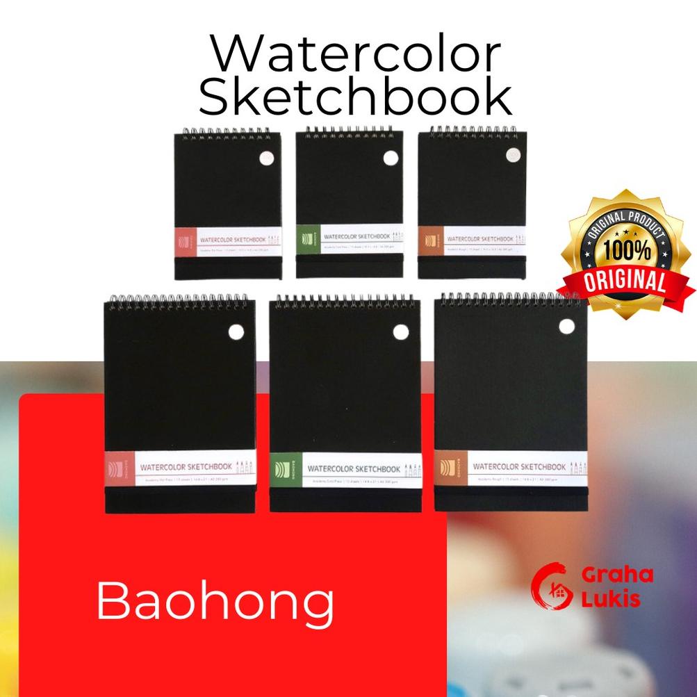 

Dijual Murah** Baohong Watercolor Sketchbook Academy Spiral Cotton 300gsm 71
