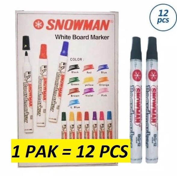 

(12pc) SPIDOL WHITEBOARD SNOWMAN BG 12 / SEPIDOL PAPAN TULIS ABG 12