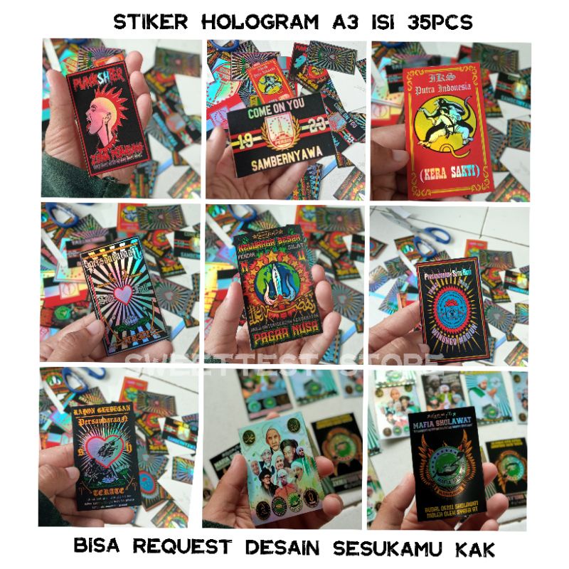 

STIKER HOLOGRAM BEBAS DESAIN ISI 35PCS