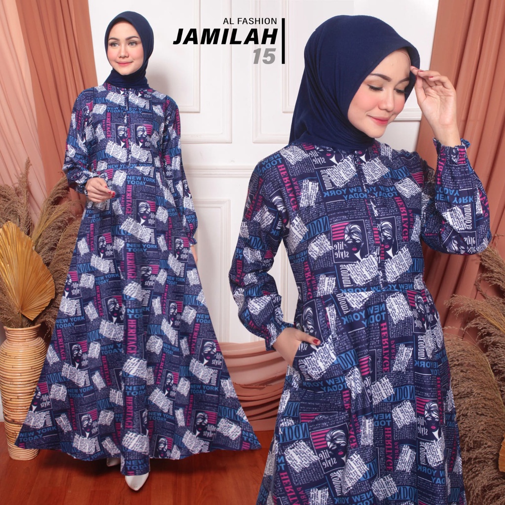 LS 483 - Maxy Dress Motif Homey Dress Gamis Wanita Muslim Katun Apel