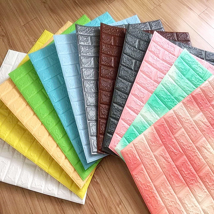 AVVET Wallpaper Dinding Foam 3D Motif Batu Bata Corak Ukuran 76 x 70 CM Waterproof Brick Sticker Wallpaper