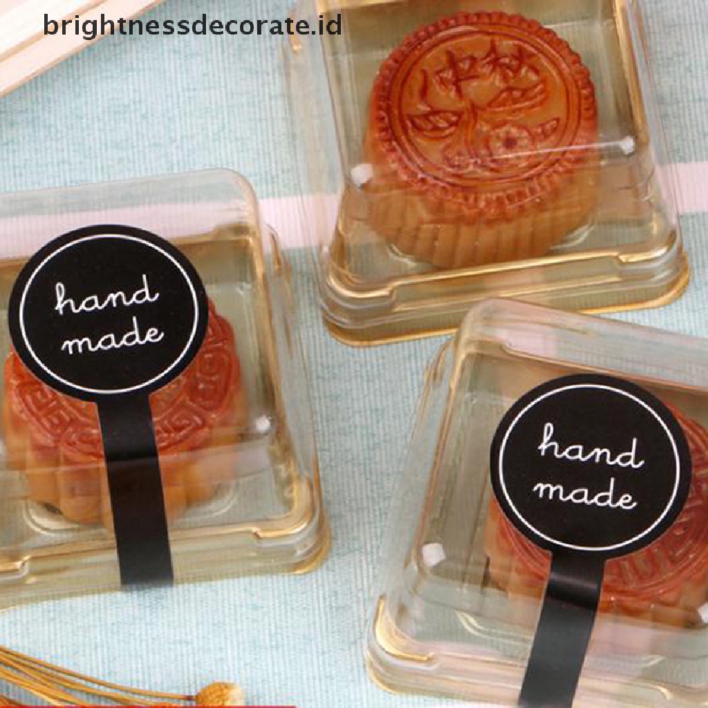 [Birth] 100pcs Perekat Gaya Panjang Handmade Kemasan Kue Sealing Label Kraft Stiker [ID]