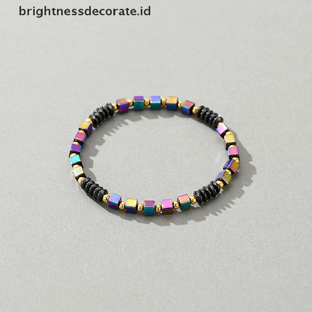 [Birth] Natural Hematite Braceket Anklet Magnet Gelang Pelangsing Sehat Perhiasan Penurunan Berat Badan Wanita Pria [ID]