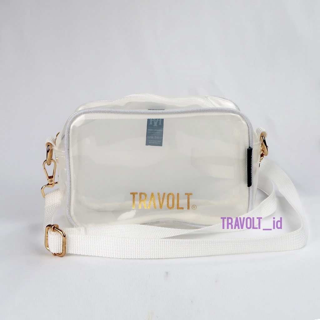 Mini Sling Bag - Travolt - Tas Transparan - Tas Selempang - Gold Wide - White - Putih