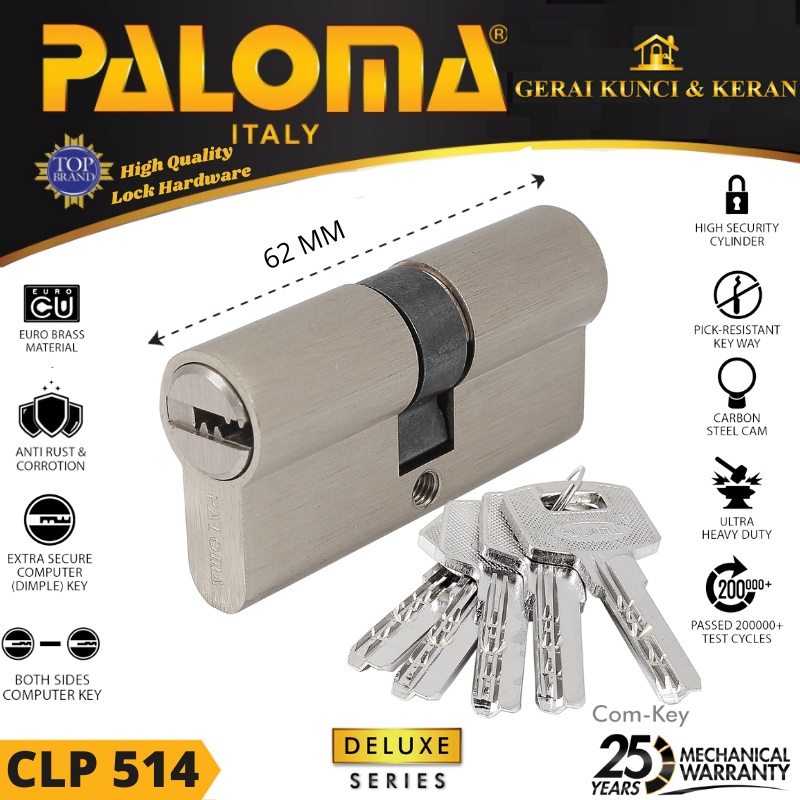 Double Cylinder PALOMA CLP 514 DELUXE DC-CK 62MM Computer Key