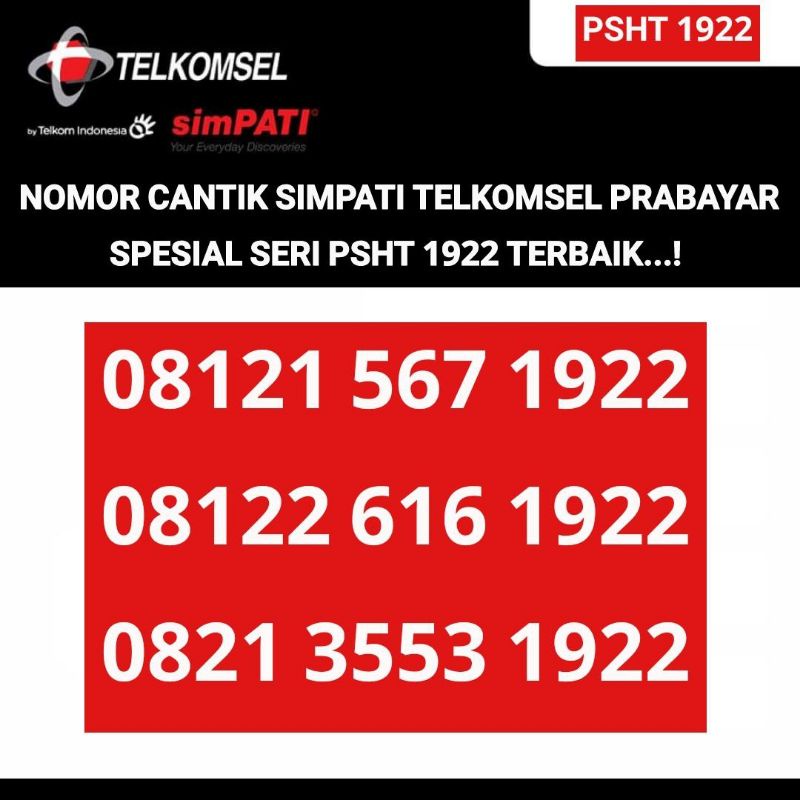 kartu perdana simpati 1922 nomor cantik telkomsel 4G nomer PSHT best