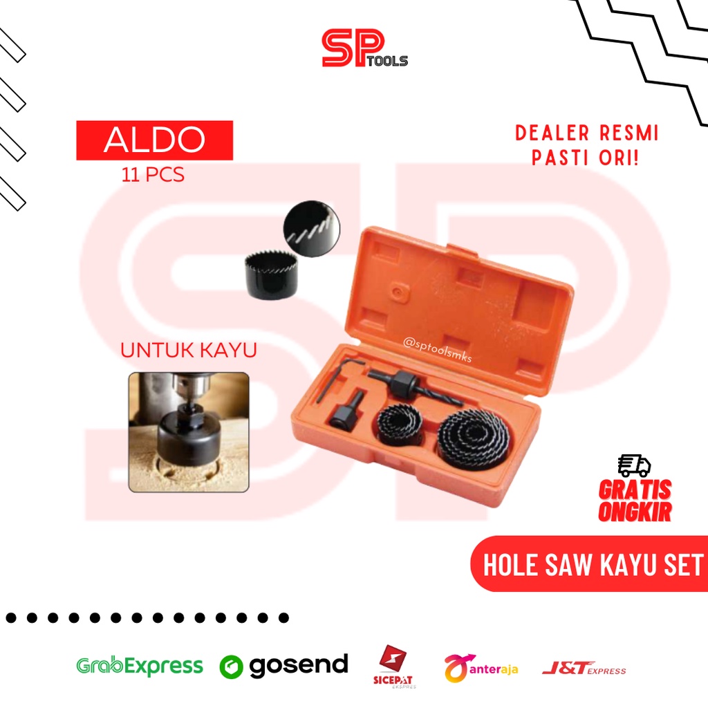HOLE SAW KAYU SET 11PCS / HOLESAW PELUBANG KAYU ALDO 1211