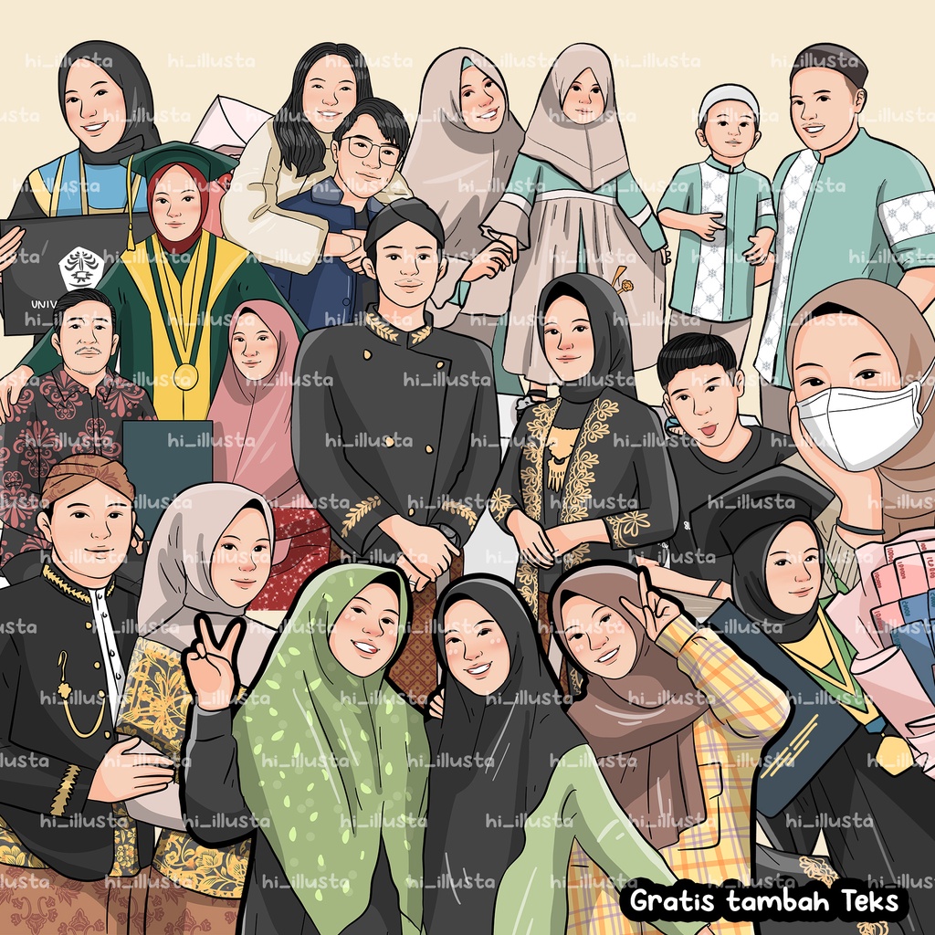 Jasa ilustrasi keluarga softfile digital