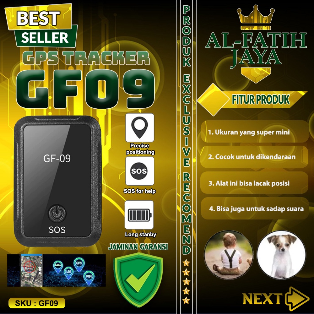 Jual Perangkat Pintar Mini GPS GF09 Alat Pelacak Perncari Pendeteksi