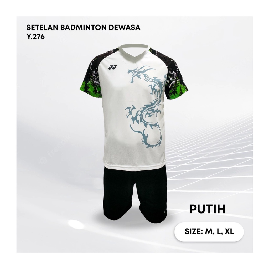 Kaos bulutangkis pria Y276 setelan baju celana badminton jersey wanita dewasa t-shirt outfit seragam jarsey kostum olahraga pakaian apparel sport jersy bulu tangkis casual jersi sudirman thomas uber cup print custom suit putih polos