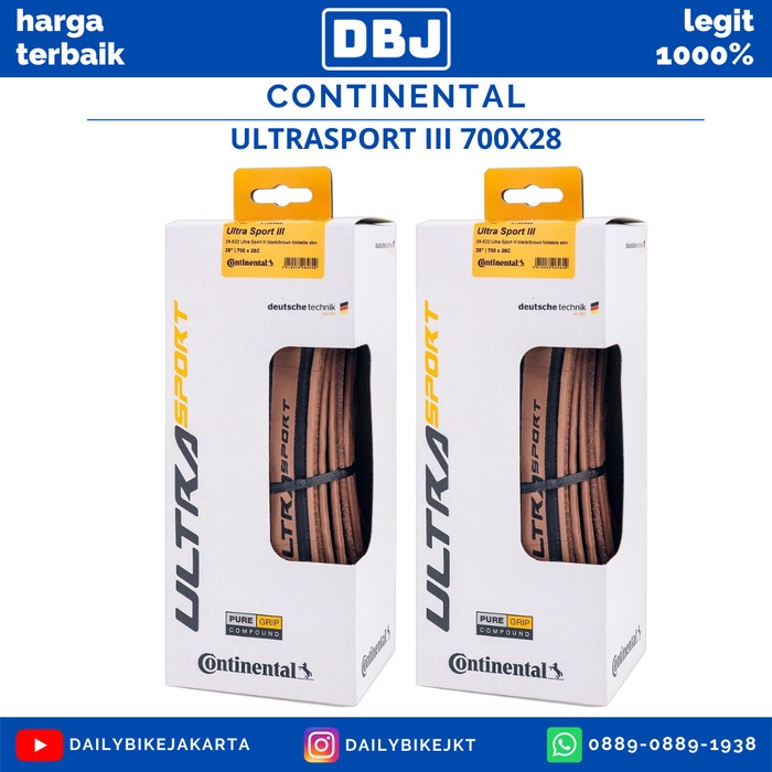 BAN LUAR SEPEDA ROADBIKE CONTINENTAL ULTRASPORT III TAN WALL ORIGINAL