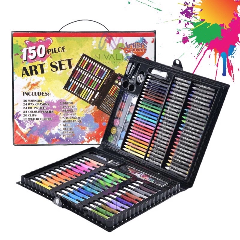 Crayon Art Set 150 Pcs / Crayon Art Set / Peralatan Gambar Lukis / Pensil Warna 1 Set / Colouring Set 150 Pcs