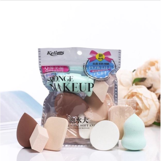 Spons Make Up 6 IN 1 Spon Foundation Pembersih Make Up Wajah Sponge Makeup Beauty Blender