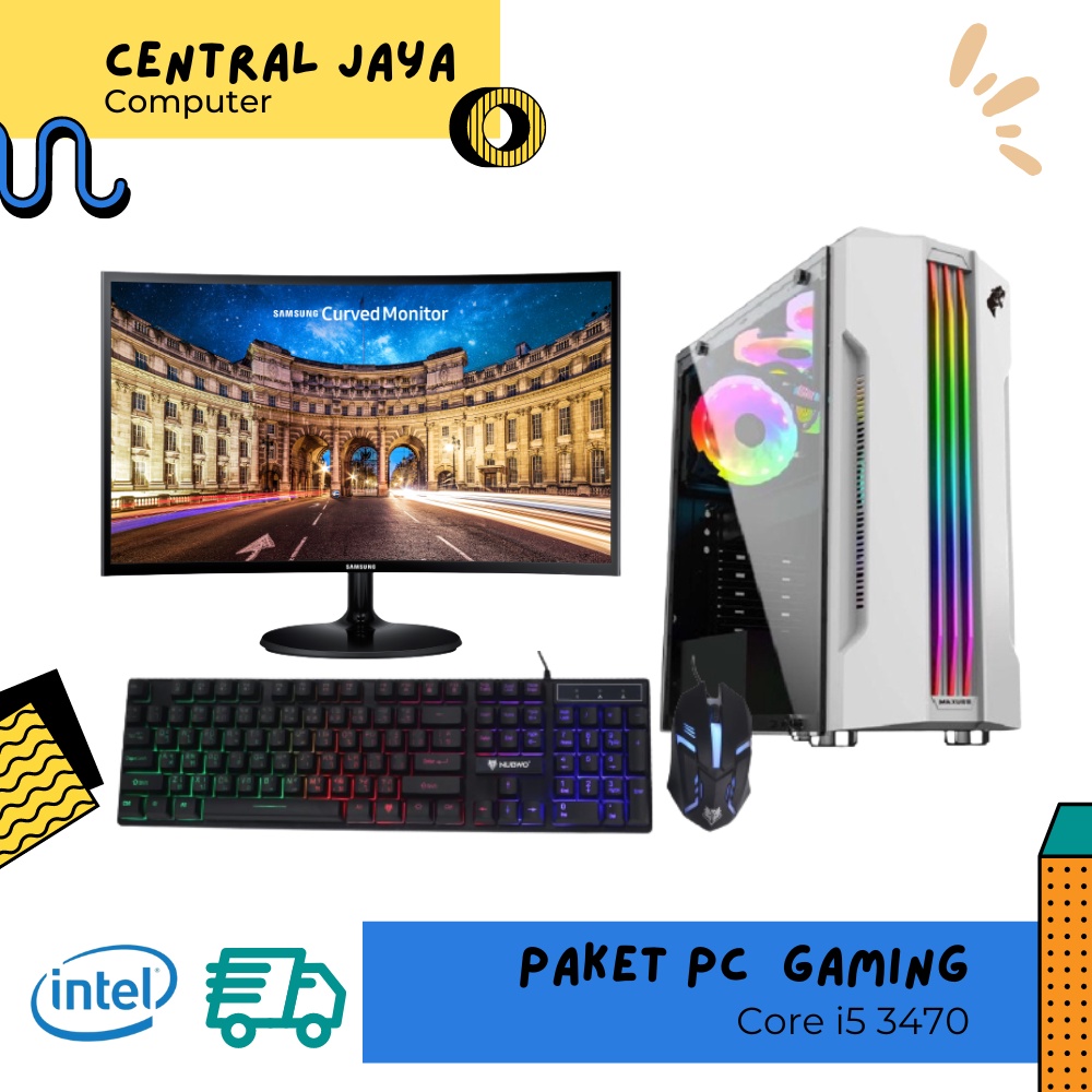 PC Gaming Editing Fullset Core i5 3470 Ram 16gb Vga 4gb Monitor LED  24 inch komputer full set gaming desktop rakitan