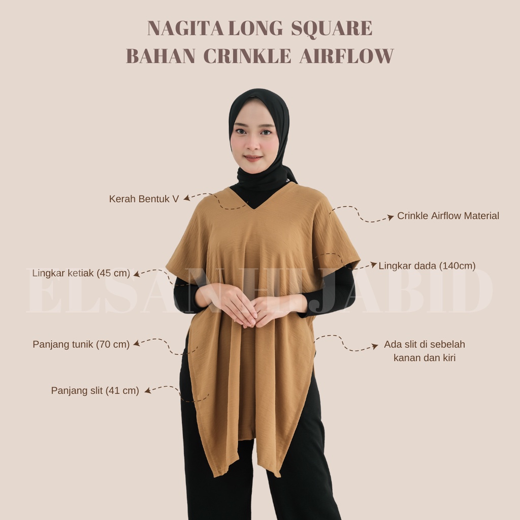 NAGITA LONG SQUARE BAHAN CRINKLE AIRFLOW/TUNIK