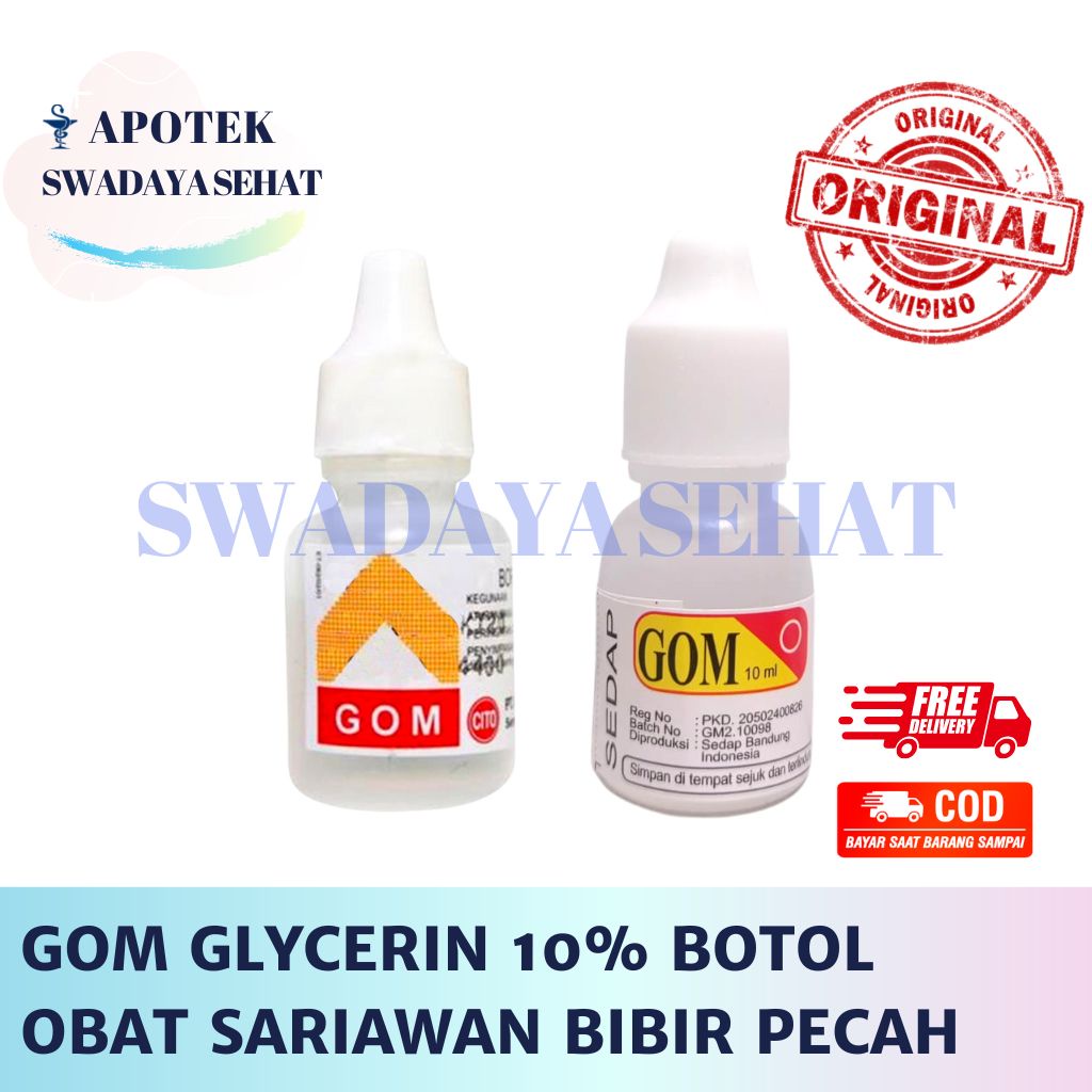 GOM GLYCERINE 10% Botol - Obat Tetes Oles Sariawan Bibir Pecah Pecah CITO 8 ML - SEDAP 10ML