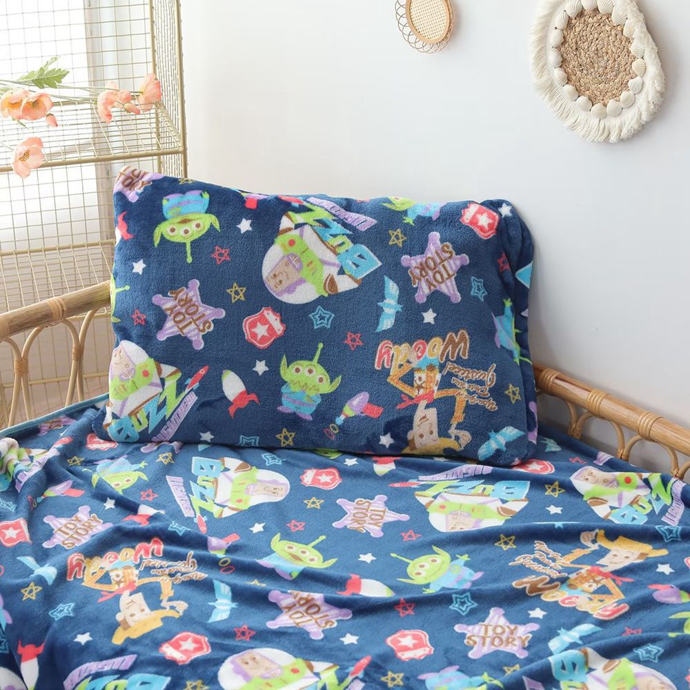 SELIMUT TOY STORY WOODY BUZZ JESS LOTSO ALIEN BLANKET NAVY BIRU