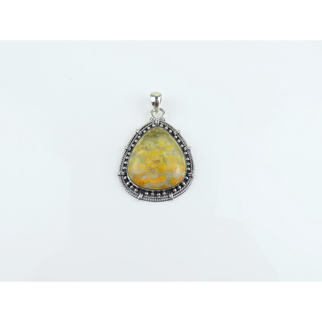 Liontin Perak 925 dengan Permata Bumble Bee Jasper