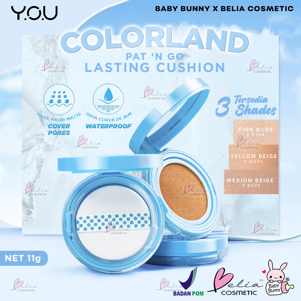 ❤ BELIA ❤ YOU Colorland  Pat 'n Go Lasting Cushion 11gr | Waterproof | Cover Pores | Nourishing | BPOM