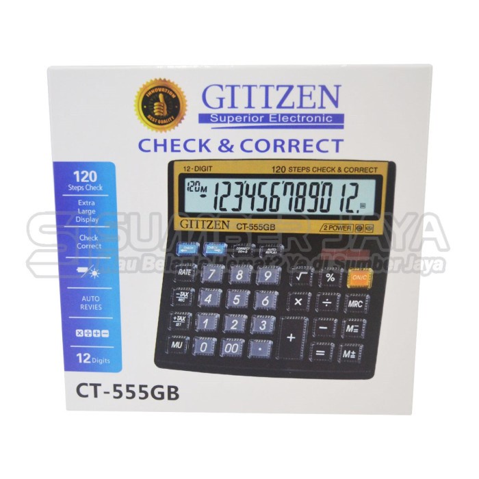 

KALKULATOR GTTTZEN/CTTTZEN CT-555GB calculator ct-555gb 12 Digit mirip citizen
