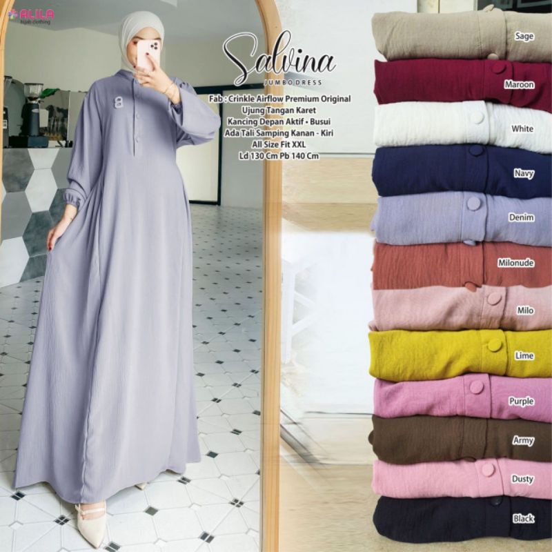 SALVINA DRESS POLOS BAHAN CRINKLE ORIGINAL ALILA