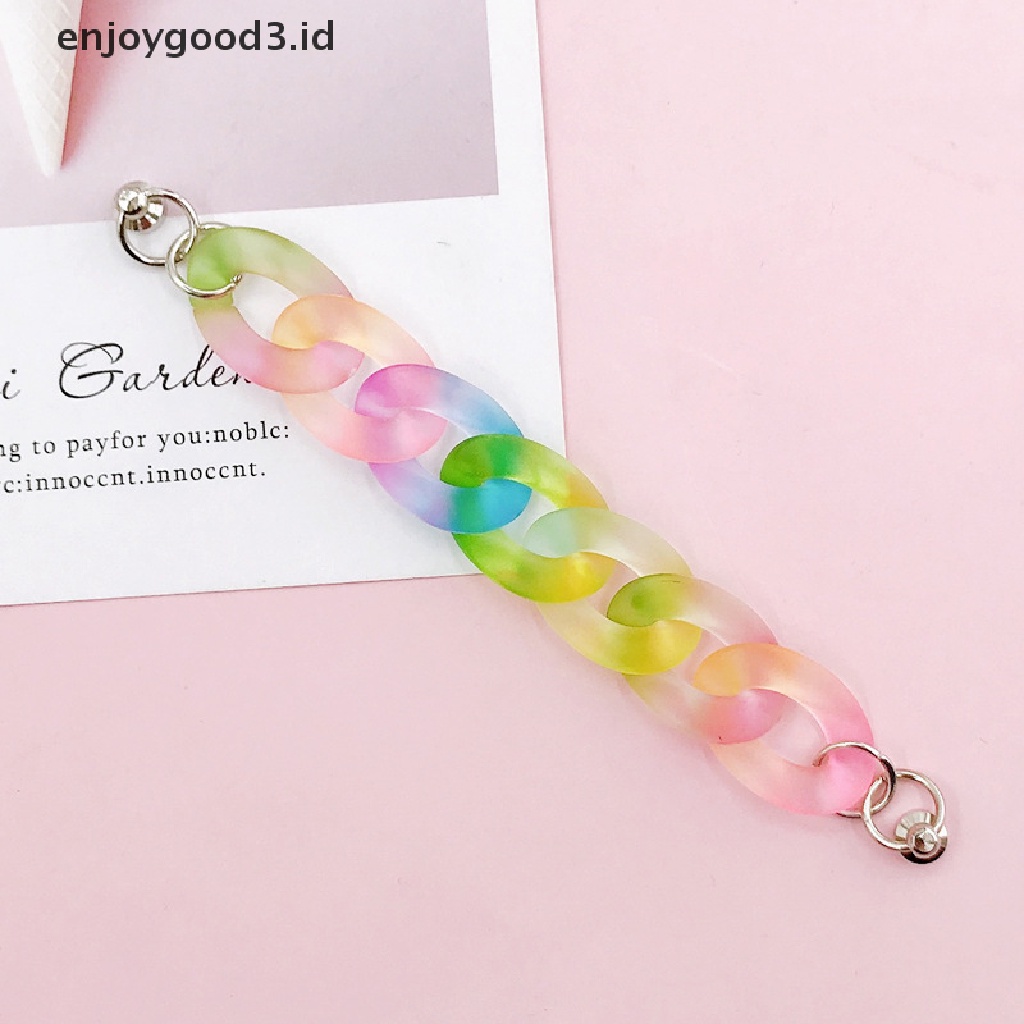 [Rready Stock] Wanita Ponsel Rantai Warna-Warni Kasus Ponsel Kabel Gantung Ponsel Tali Lanyard Mutiara Manik-Manik Akrilik Anti Hilang (ID)