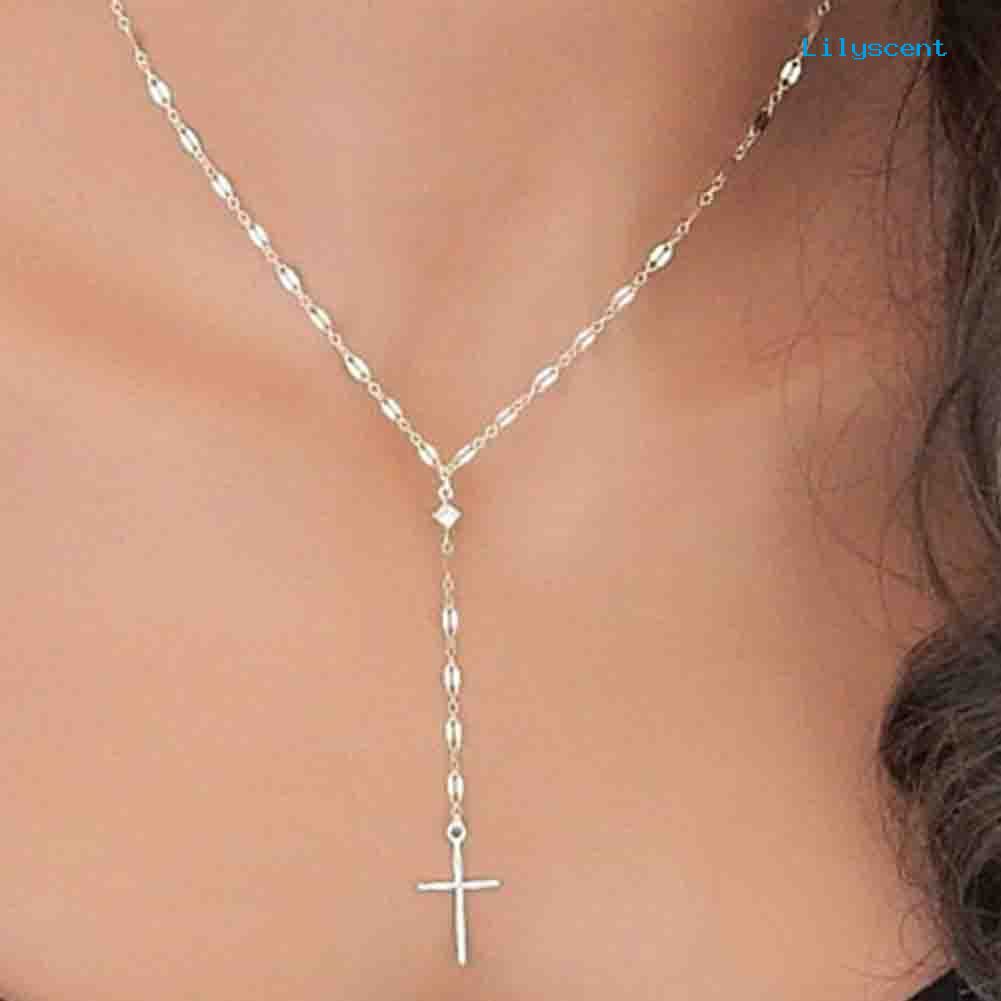 Ls Wanita Vintage Liontin Salib Klavikula Rantai Kalung Adjustable Perhiasan Hadiah